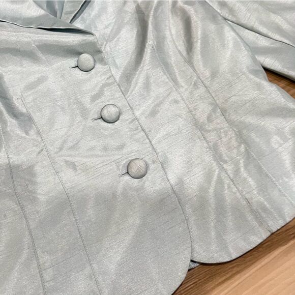 London Times Blue Silky Blazer With Shoulder Pads Women’s 6 - Picture 2 of 4